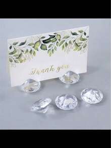 5 piezas de soportes para tarjetas, números de mesa, tarjetas con nombre y soportes para exhibir fotos con cristales y brillantes - transparente - Ver 10