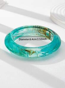 1 Pieza Brazalete de resina grueso de color verde mezclado, Conjunto de brazaletes anchos exagerados dorados para mujeres, Puños elegantes de moda, Banda de brazo, Conjunto de brazaletes minimalistas de moda, Joyas adecuadas para atuendos diarios