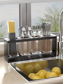 1 件厨房收纳架，带 3 个隔层，可放置筷子架、水槽沥水架、多功能餐具架（可放置刀、叉、勺和筷子），适用于餐厅和厨房、厨房收纳架、餐具架、返校用品 - 彩色 - 查看 2