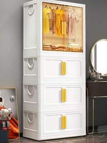 5/4/3/2/1 Layer No Assembly Required Adult Baby Wardrobe Simplemess Children Clothes Storage Cabinet Plastic Organizer Foldable - Multicolor - View 1