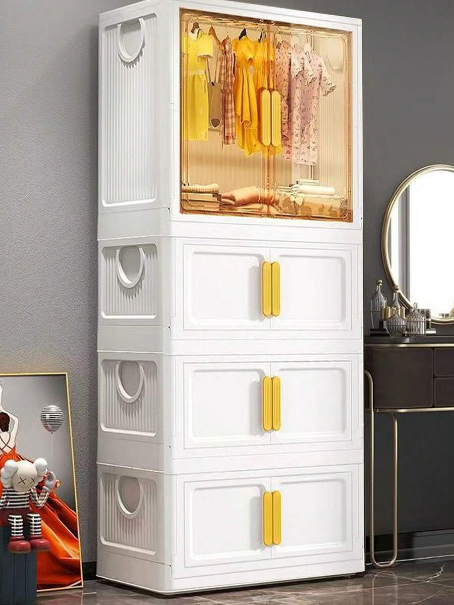 5/4/3/2/1 Layer No Assembly Required Adult Baby Wardrobe Simplemess Children Clothes Storage Cabinet Plastic Organizer Foldable - Multicolor - View 1