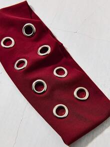 1pc Fashion Punk Headband, Gothic Style Soft Non-Slip Elastic Hollow Beach/Holiday Headband, Elastic Yoga Sports Headband, Versatile For Daily Wear, Suitable For Multiple Occasions Fall Winter Hair Band Hair Accessories For Women For Vacation Outfits Woman Elegant Scarf - 酒紅色 - 查看 2