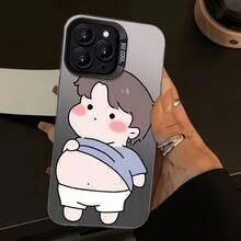 1pcs Cartoon Character Fortune Boy And Girl Cute Pattern Couple Phone Case Full-Inclusive PET Shock-Absorbing Soft Shell Suitable For Apple IPhone17/17pro/17promax/17air/17E16/15/14/13/12/11 Pro/Plus/Pro Max/XS Max/X/XS And Galaxy S21/S22/S23/S24/S25/S26/Ultra/FE/Plus,  Protective Cover, Valentine's Day Gifts - CY黑男孩 - 查看 4