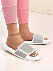 Damen-Sandalen mit flacher Sohle Sparkle - Weiss - Übersicht 4