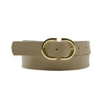 Kit 2 Women's Belt 2D Double Inverted Round Buckle Current Fashion Winter Summer 96040K2 - 黑色和米色 2 - 查看 5