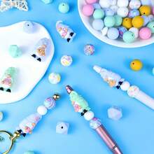 4/25/49/66/Pcs 3D Dwarf Series Silicone Beads Set - Various Colors And Patterns | Cute Designs | Smooth Finished Beads - Ideal For DIY Keychains, Necklaces, Bracelets, Decorative Pens, Jewelry And Pendants Handcrafts - Creative Holiday Decorations Jewelry Making Supplies - Beads & Bead Assortments - 3D Dwarf Series - View 8