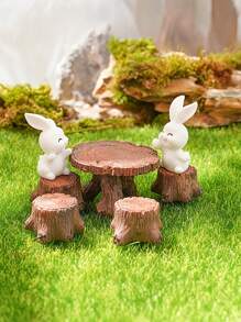 Miniatur-Stumpen-Set aus Kunstharz – rustikales Miniaturgartenmöbel und Baumstumpf-Tischdekor, ideal für Außenpflanzen und Büro-Schreibtischzubehör zu Hause, Walddeko zu Thanksgiving und mehr, Weltraumthema, Feengartenzubehör