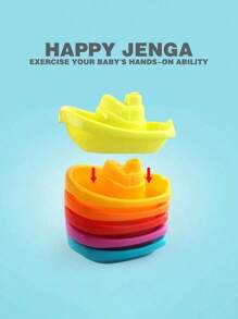 1/3/6 Pcs Random Color Colorful Stackable Bath Boat And Pool Toy, Boat-Shaped Floating Tower Toy, Early Education Intelligence Gift, Water Toy, Outdoor Toy, Indoor Toy, Beach Toy, Outdoor Beach Water Toy,New Year/Christmas/Children's Day/Birthday Gift For Kids, Kids Toys, Toys For Boys And Girls,Suitable For Infant/6 Months And Above
