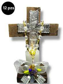 Hermosas cruces de madera para recuerdos de primera comunión, recuerditos de primera comunión, recuerdos para niña y niño - 12 pzs - Ver 1
