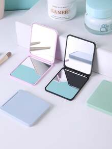 1pc Ultra-Thin Portable Double-Sided Mini Makeup Mirror, Compact And Convenient For Touch-Ups Anytime, Travel-Friendly, Desktop Cosmetic Mirror, High-Definition Portable Makeup Mirror, Lipstick Pocket Mirror, Double-Sided Mirror, Essential For College Girls - Multicolor - View 2