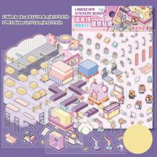 Diy Cute, Stress-Relieving, Stacked Stickers, 3d Stereoscopic Stickers With Miniature Landscape Stickers, Factory Assembly Line Scenes School Supplies,Back To School