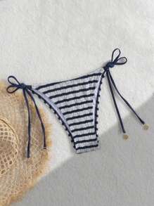 Braga de bikini con cordones y rayas de verano para dama, trajes de baño de gran en Europa y América