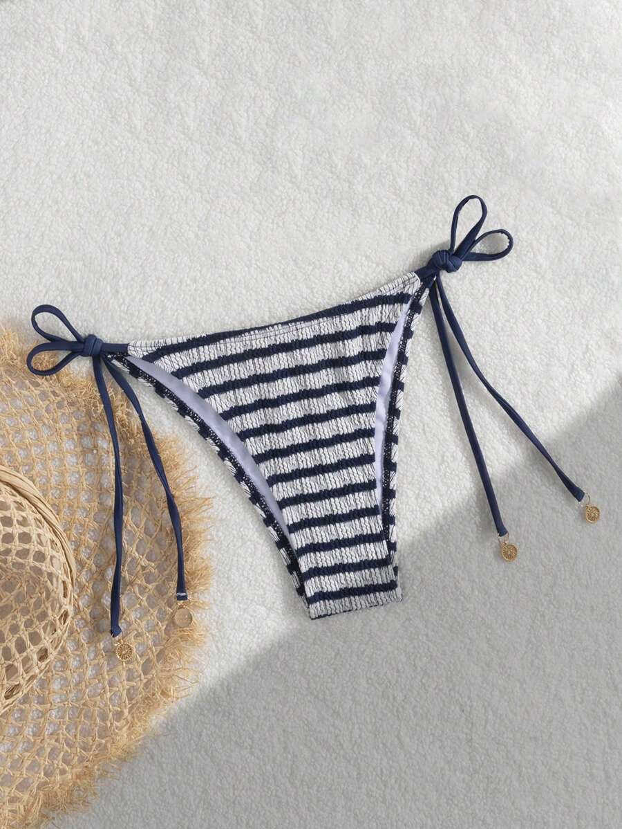 Braga de bikini con cordones y rayas de verano para dama, trajes de baño de gran en Europa y América