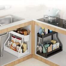 Under Sink Organizer, Pull Out Cabinet Organizers, Slide Sink Steel Shelf Cabinet Storage Shelves, Under Sink Storage For Kitchen Bathroom Cabinet