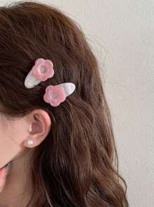 2pcs Women Flower Decor Sweet Style Hair Clip Cute Summer AutumnClaw Clips Hair Claws Hair Barrettes