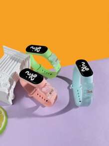 Set de 3 relojes infantiles M3 con diseño de oso blanco transparente con lazo, reloj de moda y versátil como regalo personalizado para mejores amigos