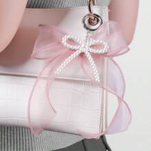 Korean Style Elegant Light Color Ribbons Bow, Faux Pearl Keychain Pendant, Sweet Lace Bag Accessory Car Accessories Bag Charm School Pearl Cute Goth Y2k