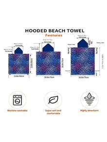 1pc Purple Firework Print Hooded Cape Wearable Robe - Soft Microfiber Firework Pattern Suitable For Boys, Girls, Couples - Beach & Home Decor, Couples Shawl | Microfiber Bathrobe Back To School - Multicolor - View 4