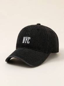 1pc Women's Solid Color NYC Embroidered Denim Outdoor Versatile Sun Protection Baseball Cap, Casual Daily Sports Visor Hat