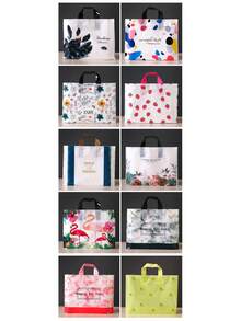 10pcs/50pcs Lavender Blue Floral Print Tote Bags, Lovely Day Print Shopping Plastic Bags, Party Event Clothing Gift Packaging Bags, Upscale Store Packaging Bags, Suitable For Gift Packaging And Giving, Halloween Candy Bag Filler, Halloween Decor, Thank You Bags - Blue - View 8