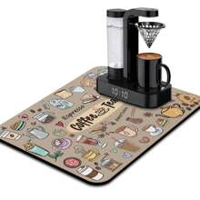 Fun Coffee Mat ,Coffee Bar Mat For Countertops,Absorbent Hide Stain Anti-Slip Coffee Bar Accessories Fit Under Coffee Machine Mat,Dish Drying Mats For Kitchen