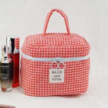 3pcs Red Plaid Makeup Bag Set, Large Capacity Cosmetic Organizer Pouch, Quilted Toiletry Bag,Back To School,Bedroom Room Decor,Back To School - Red - View 4