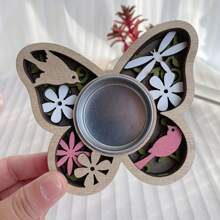 1pc Rustic Wooden Candle Holder - Heart, Butterfly & Flower Shapes For Garden, Wedding, Party Decor - Meditation Atmosphere Enhancer - Ideal Holiday Gift, Meditation Decor|Vintage Wooden Holder|Elegant Candle Holder, Candle Holder Deco