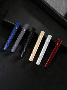 1 pieza Pinza de corbata texturizada lisa de color plata/oro/cobre, pinza de corbata plana de negocios formales de alta gama - Multicolor - Ver 28