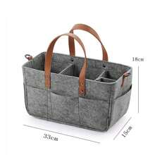Felt Storage Nursery Organizer Basket Infant Diaper Bag With Handle Caddy Changing Nappy  Storage Carrier Large Pocket