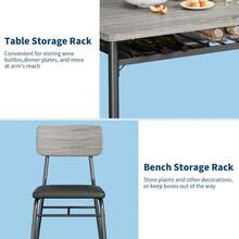 5-Piece Dining Table Set, Modern Kitchen Table Set For 4, Dining Table And Chairs For 4 With Metal Frame, Storage Rack, Square Table And 4 Padded Chairs For Small Space, Apartment - Grey - View 5