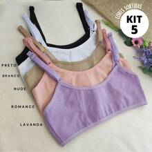 Kit With 5 Children's Bras For Youth Without Padded Cotton Cotton Comfort Maya Basic Plain Adjustable Straps - 彩色 - 查看 1