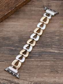 1 pieza Brazalete elástico hueco de metal con forma de corazón para mujer compatible con la correa del de 38 mm, 40 mm, 41 mm, 42 mm (S10 42) mm, 44 mm, 45 mm, 49 mm (S10 46) mm, accesorio de moda, correa de reloj para Series Ultra 2 S10 SE 9 8 7 SE 5 4 3 2 1, correa/banda de reloj para mujer, regalo del Día de San Valentín/diario/festival