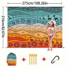 1 Stück Oversized hochwertige sandfeste Strandmatte - mit großen tropischen Fantasy-Mustern, Palmen und geometrischen Mustern, für 7 Personen geeignet. Maschinenwaschbar, geeignet für Camping, Schwimmbäder, Strände und Outdoor-Aktivitäten. Bunte und helle Sandtücher, hochwertige Verarbeitung, tragbare Decken, unerlässlich für den Urlaub