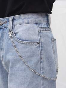 朋克风镂空装饰腰带，时尚百搭韩版PU皮带女腰带，可调节腰链 - 銀色 - 查看 1