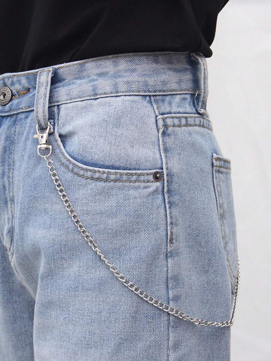 朋克风镂空装饰腰带，时尚百搭韩版PU皮带女腰带，可调节腰链 - 銀色 - 查看 1