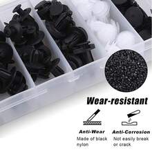100 PCS Car Bumper Retainer Clips, 6 Type Nylon Fasteners Rivet Replacement Kit, Push-In Screw Bumper Push Rivet Clip With 5 Fastener Removers, Suitable For Many Brands Of Vehicles - Đen và trắng - Xem 6