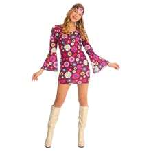 女士嘻哈舞台风格裙子和套装，适合各种表演的复古嬉皮士服装，趣味连衣裙