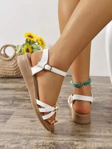 Fashionable Flat Sandals For Teens, Comfortable Strap Leather Sandals, Summer Stylish Footwear, Easily Paired With Casual Outfits, Durable Construction And Soft Material, All-Day Comfort