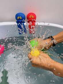 1PC儿童章鱼捏捏玩具婴儿戏水洗澡玩具淋浴喷水章鱼章鱼喷水减压玩具宝宝洗澡必备玩具夏季游泳玩具