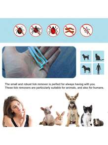 Kit de herramientas ligero, compacto y portátil para eliminar pulgas y garrapatas de mascotas, puede eliminar de forma segura, fácil y suave las garrapatas de los animales, reutilizable y portátil