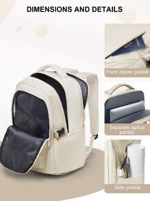 Laptop Backpack Travel Backpack, Lightweight Multiple Pockets School Backpack Large Capacity Business 15.6 Inch Laptop Work Bag For Women, Carry On Laptop Backpack For Travel, No Check-In, With Shoe Compartment, Nylon Material, For Men, Women, Outdoor Leisure, Business Trip, Short Trip, Computer Backpack Fits 15.6/16.1 Inch Laptop, Casual Style, Perfect For Daily Commute, Commuter Backpack, Vacation Style - Multicolor - View 2