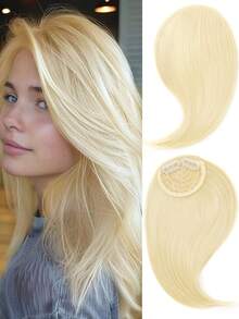 Side Bangs Hair Extensions Clip In Side Bangs Fake Fringe Hairpiece Synthetic High Temperature Black Blonde False Hair Bangs For Women 1pc - Multicolor - View 11