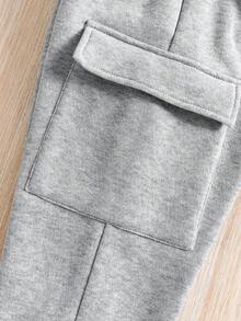 Tween Girl Cartoon Pattern Print Crew Neck Sweatshirt And Sweatpants Set