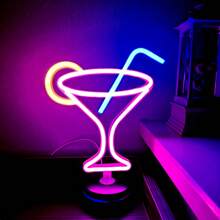 1 pieza Letrero de neón decorativo de pared para bar, luz LED con pilas o alimentación USB con diseño de jarra de cerveza, copa de cóctel, jarra de cerveza, letrero de neón de bar para habitación, dormitorio, decoración de bar