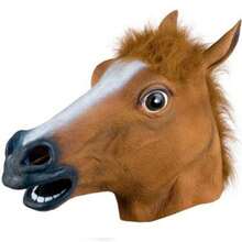 1pc Horse Head Mask Cosplay Masquerade Party Funny Funny Horse Head Cover Halloween Party Dress Dog Horse King Animal Head Cover Cosplay Unicorn Mask Glue Black Horse Spoof Props Various Party Accessories Mask (This Headget Is Made Of Rubber. It Is A Normal Phenomenon That The Printing And Dyeing Color Is Uneven.) - Brown - View 10