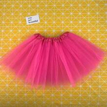 1pc Solid Color 3-8 Years Old Princess Puffy Tulle Tutu Skirt, Dance Performance Costume