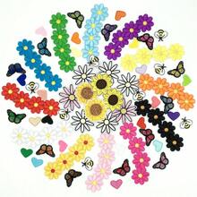 100pcs Assorted Embroidered Iron-On Patches - Butterfly & Daisy Designs For DIY Clothing, Bags, Hats, Jackets - Sewing Appliques In Various Colors