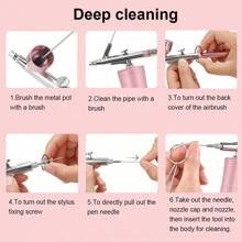 Professional Cordless Airbrush Kit USB Rechargeable, Portable & Lightweight For Painting, Makeup, Haircuts, Nail Art & More With Cleaning Brushes Tools