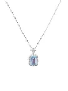 1 Stück Vintage, exquisite, elegante, luxuriöse blaue Anhänger Halskette mit kubischem Zirkonia für Frauen, Alltagsgebrauch, Urlaub, Musikfestival, Jahrestag, Paar, Geschenk für sie