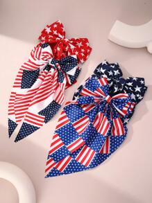 8 pièces Accessoires de cheveux pour la Fête de l'Indépendance - Pinces à cheveux et chouchous dans les couleurs rouge, blanc et bleu avec motif d'étoile. Pinces à cheveux et chouchous pour femmes, élastiques, accessoires de cheveux.